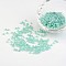 8/0 Ceylon Round Glass Seed Beads, Aqua, Size: about 3mm in diameter, hole:1mm, about 1101pcs/50g