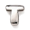Brass Beads, Long-Lasting Plated, Rack Plating, Lead Free & Cadmium Free, Platinum, Letter T, 20.5x17.5x6.5mm, Hole: 18x4mm