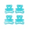 Acrylic Cabochons, Bear with Word Friends, Cyan, 31.5x29x2mm