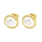 Real 18K Gold Plated Brass Ear Studs, with Plastic Bead, Octopus, 12x11.5mm
