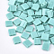 2-Hole Opaque Glass Seed Beads, Square, Turquoise, 5x4.5~5.5x2~2.5mm, Hole: 0.5~0.8mm