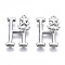 Brass Pendants, with Rhinestones, Cadmium Free & Nickel Free & Lead Free, Alphabet, Platinum, Letter.H, 17x11.5x2.5mm, Hole: 1mm