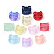 Baking Paint Transparent Glass Beads, Bear, Mixed Color, 15x15x5~5.5mm, Hole: 1.3~1.4mm