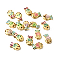 Baking Paint Glass Enamel Beads, Fish, Mixed Color, 20x13x5.5mm, Hole: 1.4mm