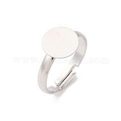 Adjustable Brass Pad Ring Base Findings, Lead Free & Cadmium Free & Nickel Free, Platinum, Tray: 10mm, 17mm
