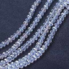 Electroplate Glass Beads Strands, AB Color Plated, Faceted, Rondelle, Clear AB, 6x5mm, Hole: 1mm, about 80~85pcs/strand, 38~40cm