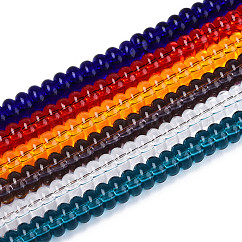 透明ガラスビーズ連売り  ロンデル  ミックスカラー  6x2.5~3mm  穴：1.2mm  約111~123個/連  14.65~14.96''（37.2~38センチメートル）
