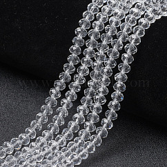 Glass Beads Strands, Faceted Abacus, Rondelle, Clear, 4x3mm, Hole: 0.8~1mm, about 105~110pcs/strand, 38~39cm.