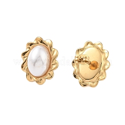 Ion Plating(IP) 304 Stainless Steel with ABS Imitation Pearl Stud Earrings for Women&nbsp;EJEW-N055-07G