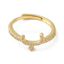 Rack Plating Brass Cubic Zirconia Arabic Letters Adjustable Rings for Women&nbsp;RJEW-S407-10G-15