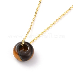 Rondelle Natural & Synthetic Gemstone Pendant Necklaces&nbsp;NJEW-JN03237