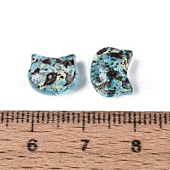 ピカソの透明ガラスビーズ  猫  淡いターコイズ  8~8.5x9.5~10x5.5~6mm  穴：1mm  約750個/ポンド&nbsp;SEED-N012-07D