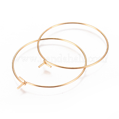 304ステンレススチールフープピアス金具  ワイングラスチャームのパーツ  ゴールドカラー  29.5x0.6mm  22ゲージ&nbsp;STAS-I120-60C-G