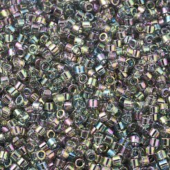 MIYUKIデリカビーズ  シリンダー  日本製シードビーズ  11/0  （db0107)透明グレーレインボーゴールド光沢  1.3x1.6mm  穴：0.8mm  約2000PCS /ボトル  10 G /ボトル&nbsp;SEED-JP0008-DB0107