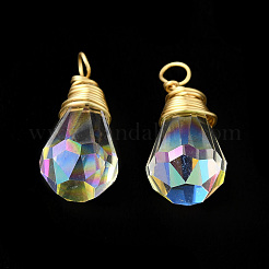 Rack Plating Brass with Glass Pendant&nbsp;KK-C023-01A