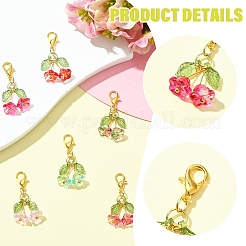 ガラスとアクリルのペンダント装飾7個  花  合金製カニカン付き  ミックスカラー  34mm&nbsp;HJEW-YW00125