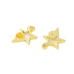 天然＆合成混合原石のペンダント  304ステンレススチール製スターチャーム、丸カン付き  18KGP本金メッキ  17x15x4mm  穴：2.5mm&nbsp;STAS-P366-04G
