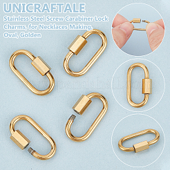 304ステンレススチールスクリューカラビナロックチャーム8個  ネックレス作り用  オーバル  ゴールドカラー  21x11x4mm  ネジ:7x4mm  8pc&nbsp;STAS-UN0058-40G