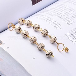 無染色&天然の月と星xingyue bodhiビーズジュエリーセット  ストレッチブレスレットとぶら下がりイヤリングスタッド  真鍮パーツ  ココナッツブラウン  2-1/4インチ（5.7cm）  78mm  ピン：0.8mm&nbsp;SJEW-JS01128