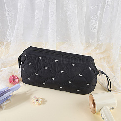 綿布製ヘアドライヤー収納ジッパーバッグ  ちょう結びの長方形  ブラック  40x17x17cm&nbsp;AJEW-WH20054-331E
