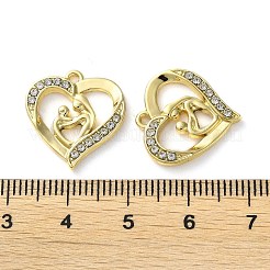 合金ラインストーンペンダント  ママのチャームが付いたハート  母の日のために  ゴールドカラー  18x17x2.5mm  穴：1.4mm&nbsp;PALLOY-P297-02G