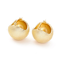 女性のための織り目加工のボール真鍮ハギーフープピアス  18KGP本金メッキ  23x20x22mm  ピン：0.4mm&nbsp;EJEW-A064-12G-RS