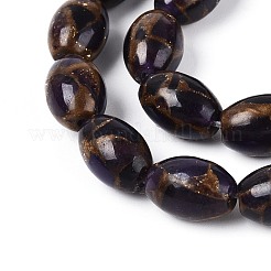 染色された合成宝石ビーズ連売り  オーバル  インディゴ  10~12x8~8.5mm  穴：0.7~0.8mm  約31~33個/連  14.96~15.94''（38~40.5センチメートル）&nbsp;G-T144-38B