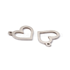 変色しない201ステンレススチールペンダント  ハートチャーム  ステンレス鋼色  14x16.5x1mm  穴：1.4mm&nbsp;STAS-J401-LD017