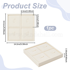4スロットマイクロファイバーリングオーガナイザーディスプレイスタンド  正方形  淡黄色  14.2x14.2x2.15cm&nbsp;ODIS-WH0050-15C-01