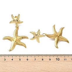 オーシャン 304 ステンレススチールと真鍮のスタッドピアス  ゴールドカラー  ヒトデ  55x35mm&nbsp;EJEW-JE07107-01