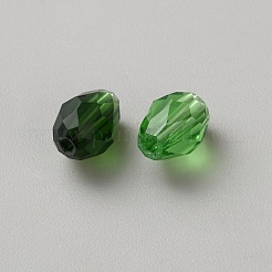 50個の透明なガラスビーズ  ティアドロップ  ファセット（32ファセット）  ミディアムシーグリーン  8x6mm  穴：1.2mm  50個/セット&nbsp;GLAA-WH0039-50B-01