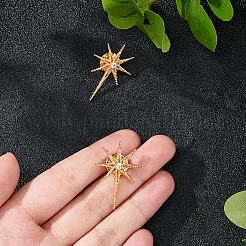2Pcs Brass Micro Pave Clear Cubic Zirconia Lapel Pin Backs for Clothes&nbsp;JEWB-FH0002-54G