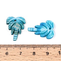 天然淡水貝の彫刻ペンダント  ココナッツツリーチャーム  染め  ミックスカラー  18~21x14.5~15.5x1.5~2.5mm  穴：1.5mm&nbsp;SHEL-N038-23