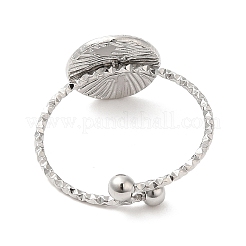 変色しない304ステンレススチール製フラットラウンドオープンカフリング（女性用）  ステンレス鋼色  内径：18mm&nbsp;RJEW-M149-14P