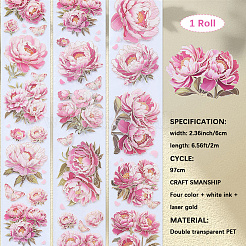 2Rolls 2 Colors Flower Pattern Planner Stickers PET Adhesive Tape&nbsp;DIY-CN0001-42B