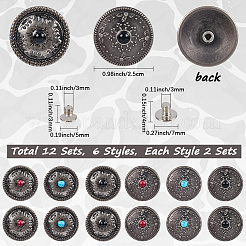 12 Sets 2 Styles Alloy Decorative Rivets&nbsp;BUTT-CP0001-07A
