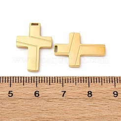 304ステンレスペンダント  クロスチャーム  イオンプレーティング（ip）  ゴールドカラー  20x14x2mm  穴：3x1mm&nbsp;STAS-U060-04G