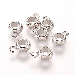真鍮チューブベイル  ループベイル  ヨーロッパのチェーンのベールビーズ  ロンデル  プラチナ  11.5x8x4mm  穴：2mm  内径：5mm&nbsp;KK-E706-01A
