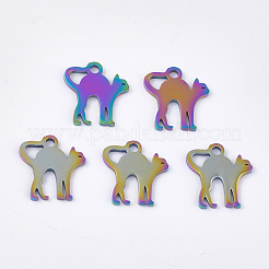 Ion Plating(IP) 304 Stainless Steel Kitten Charms&nbsp;STAS-Q201-JN215