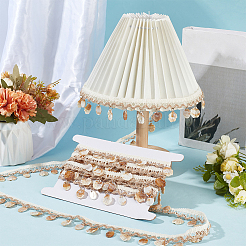 5yards Cotton Thread & Shell Beaded Trim Ribbon&nbsp;OCOR-CY0003-94A