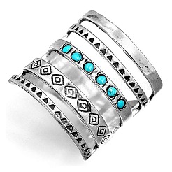 Alloy with Synthetic Turquoise Finger Rings&nbsp;FS-WG0500F-04