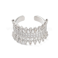 Rack Plating Brass Micro Pave Cubic Zirconia Cuff Rings&nbsp;RJEW-D025-09P