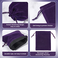 30Pcs Rectangle Velvet Drawstring Pouches&nbsp;TP-NB0001-61B
