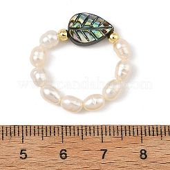 Adjustable Natural Abalone Shell/Paua Shell Finger Rings&nbsp;RJEW-JR01085