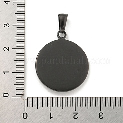 304ステンレスペンダント  コンパスチャーム付きフラットラウンド  ブラック  25.5x22x3mm  穴：7x3.5mm&nbsp;STAS-C102-13EB