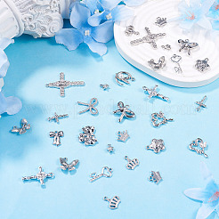 45個15スタイルラックメッキ合金チャーム  混合形状  プラチナ  9~26.5x6.5~26x1.8~6.5mm  穴：1.6mm&nbsp;FIND-TA0008-90