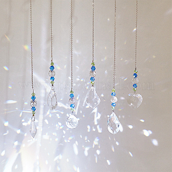 6Pcs 6 Style Transparent Glass Pendant Decorations&nbsp;HJEW-GA0001-43