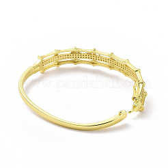 Clear Cubic Zirconia Bamboo Hinged Bangle&nbsp;BJEW-I310-02LG