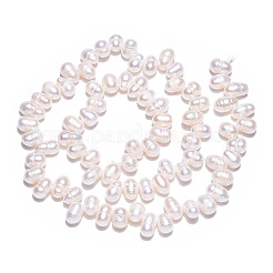 天然養殖淡水パールビーズ連売り  ポテト  トップ掘削  乳白色  5~5.5x5~5.5mm  穴：0.8mm  約76~77個/連  14.17インチ（36cm）&nbsp;PEAR-N013-05F-01