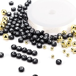 DIYジュエリーセット作り  アクリル＆メッキアクリルビーズと弾性クリスタルスレッド付きブレスレット  文字L  ミックスカラー  1600個/セット&nbsp;DIY-LS0002-79A